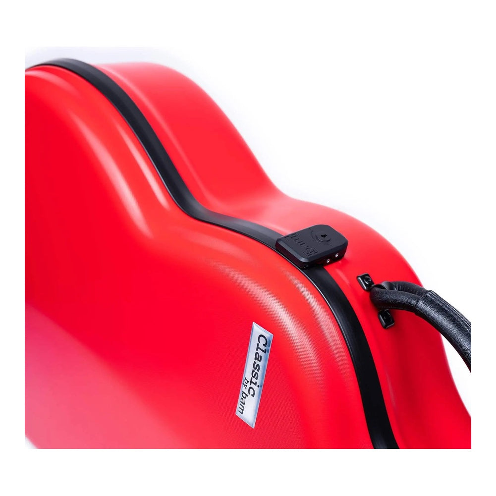 Étui en ABS pour guitare classique Bam Classic – Rouge grenade, détail de la poignée et du loquet
