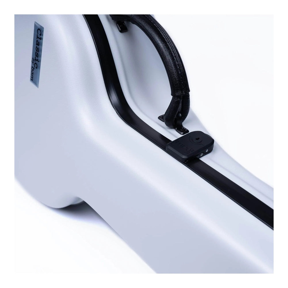 Étui en ABS pour guitare classique Bam Classic – Gris clair, détail de la poignée et du loquet