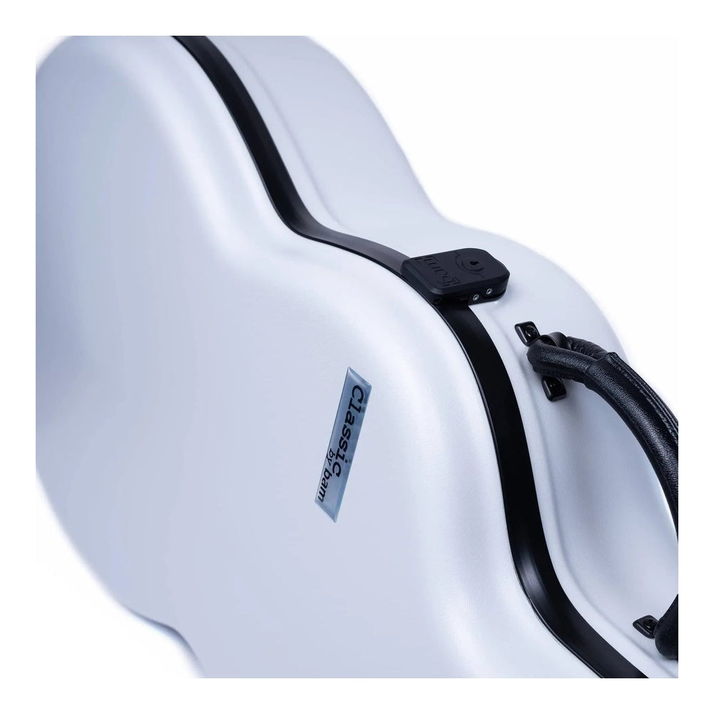 Étui en ABS pour guitare classique Bam Classic – Gris clair, détail de la poignée et du loquet