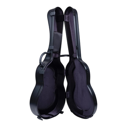 Étui en ABS pour guitare classique Bam Classic – Noir, ouvert, montrant le berceau recouvert de velours