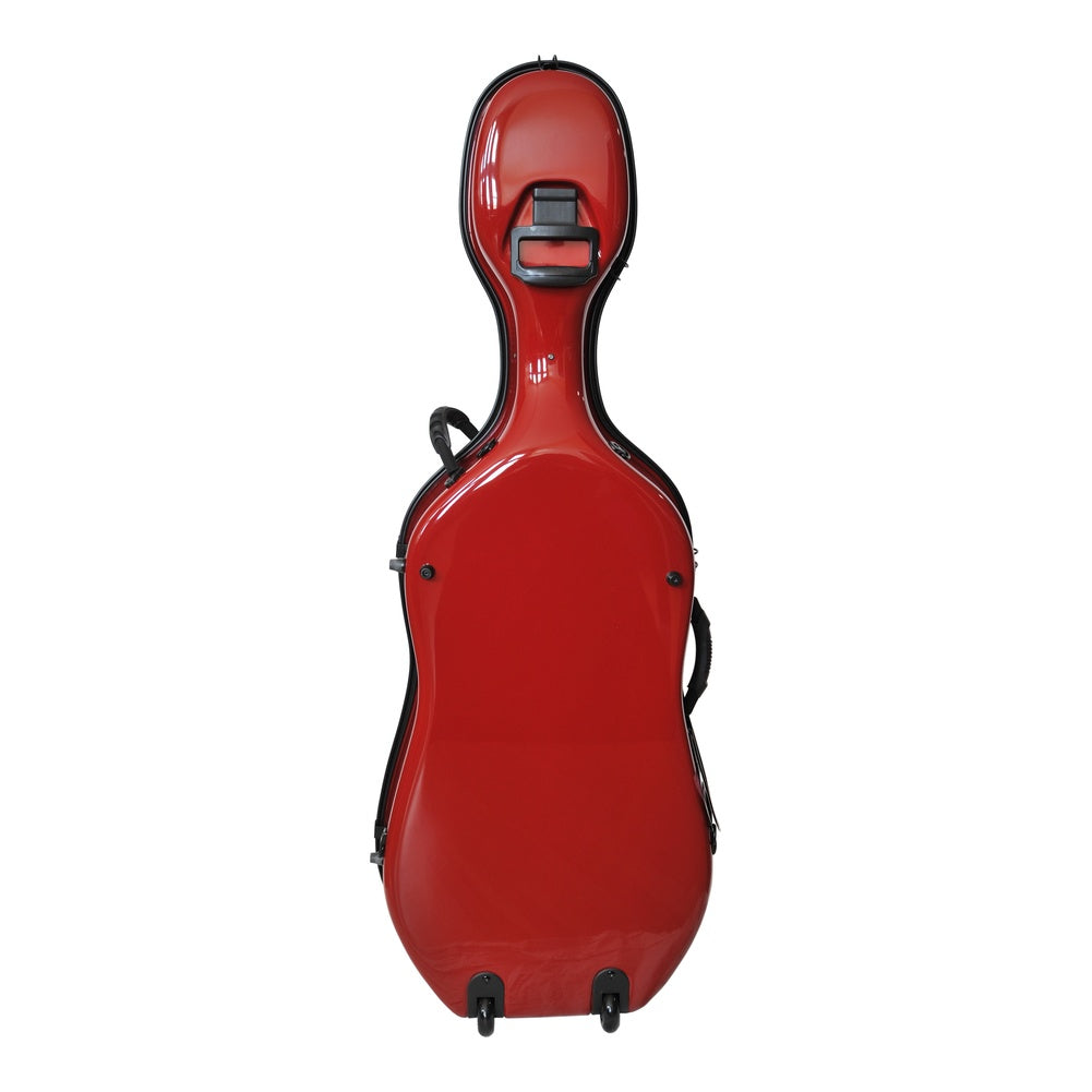 Idea 4.9 Rolly Cello Case (Fiberglass Shell) — red variant, front view