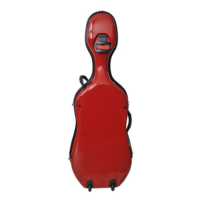 Idea 4.9 Rolly Cello Case (Fiberglass Shell) — red variant, front view