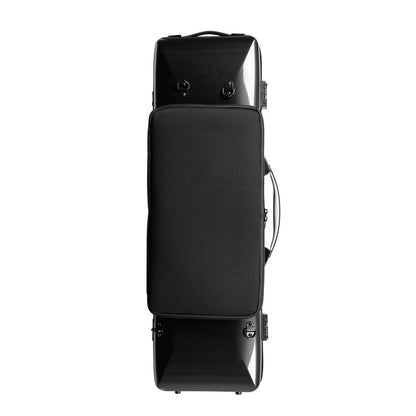 Étui oblong pour violon Bam Hightech – Carbone noir, dos avec coussin intégré et pochette à partitions