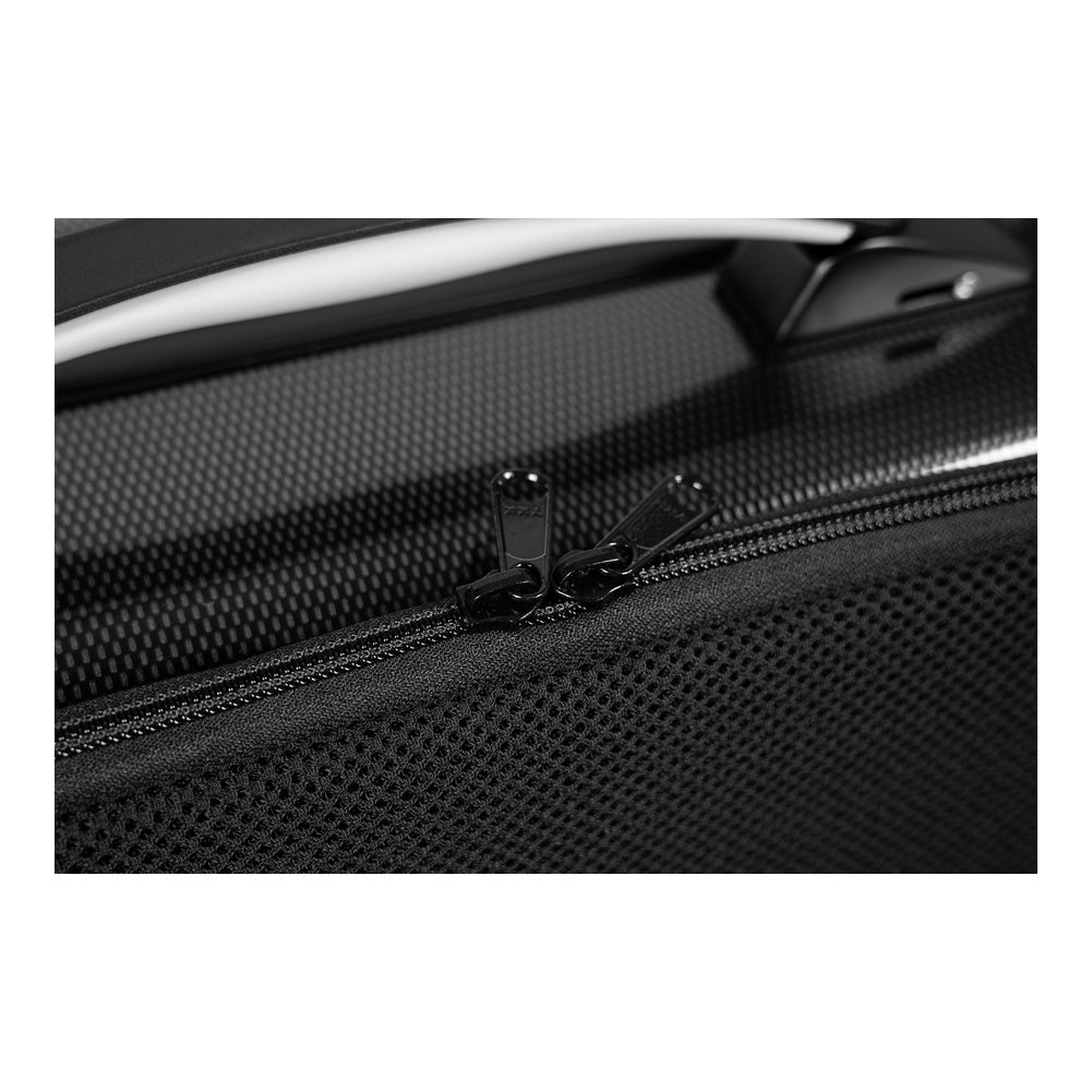 Étui oblong pour violon Bam Hightech – Carbone noir, fermeture éclair de la pochette à partitions