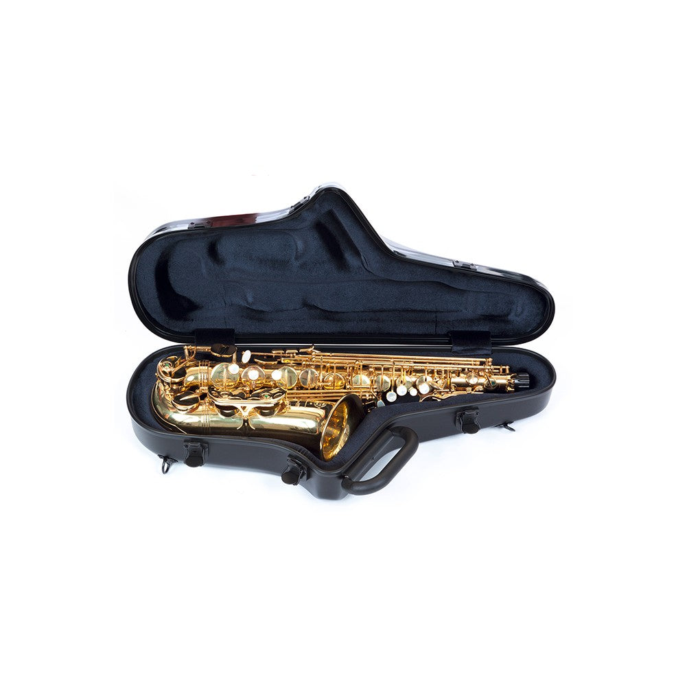 Étui pour saxophone alto Bam Stage – Black Sabbath, intérieur ouvert avec un saxophone
