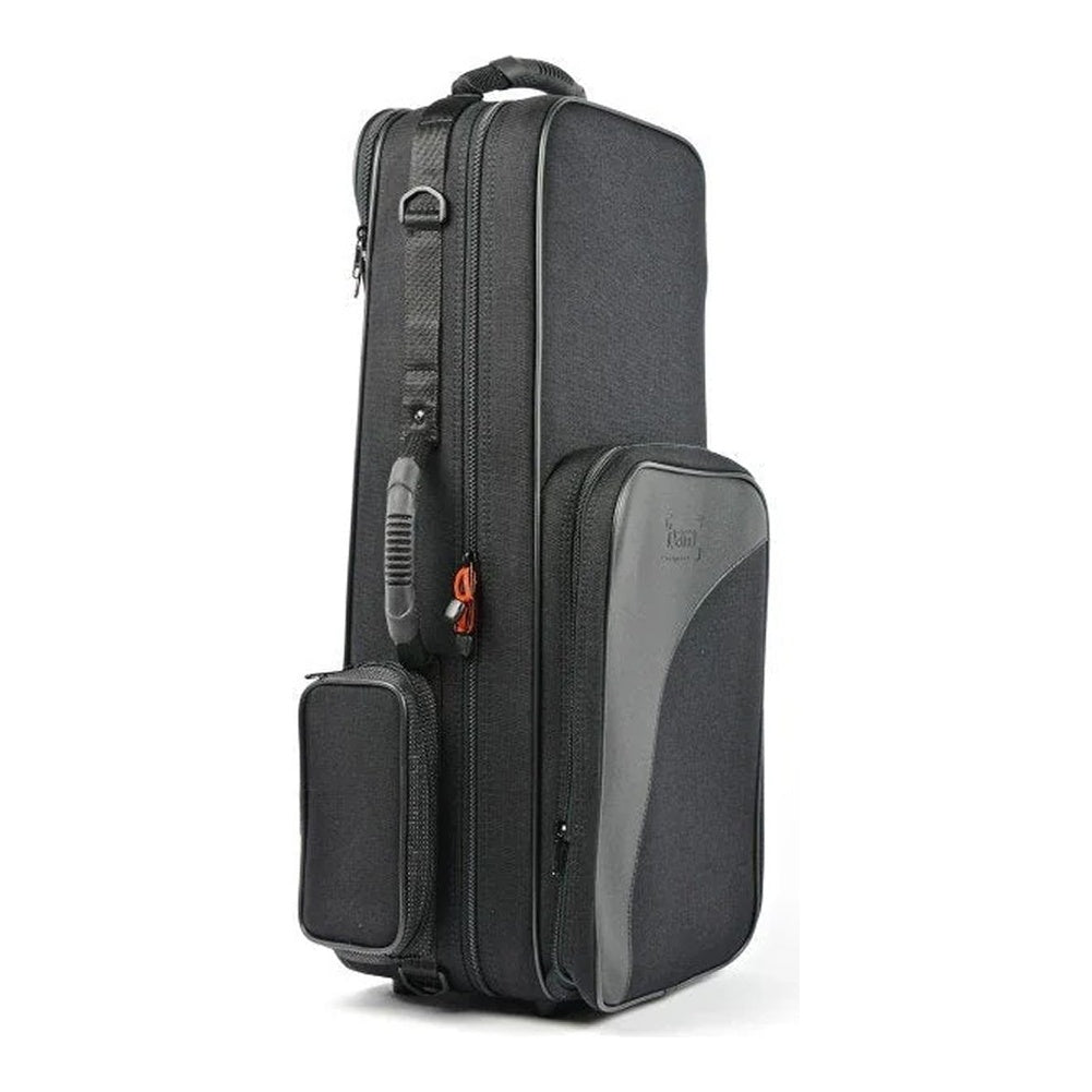 Étui pour saxophone alto Bam Trekking – Noir, côté, avec bandoulière et pochette à accessoires
