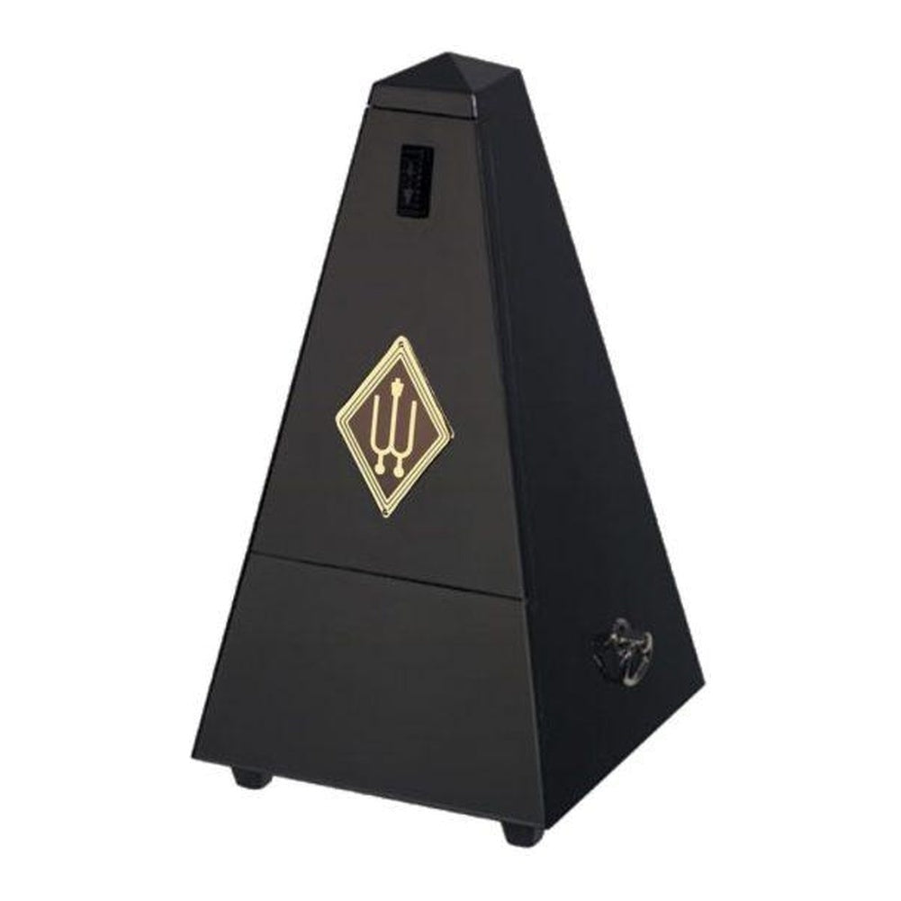 Wittner Maelzel Pyramid Metronome (Solid Wood & Mechanical Clockwork) - Black, high gloss / With bell