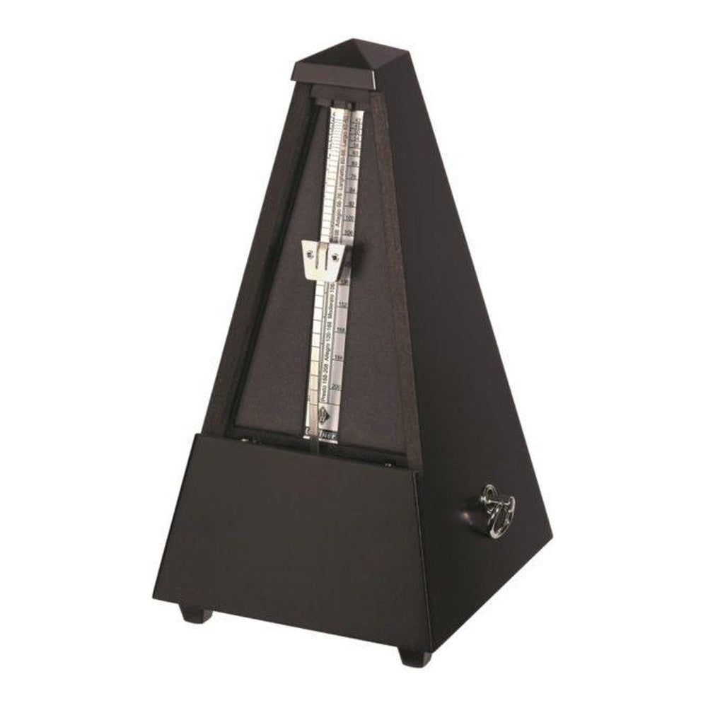 Wittner Maelzel Pyramid Metronome (Solid Wood & Mechanical Clockwork) - Black, matte silk / Without bell