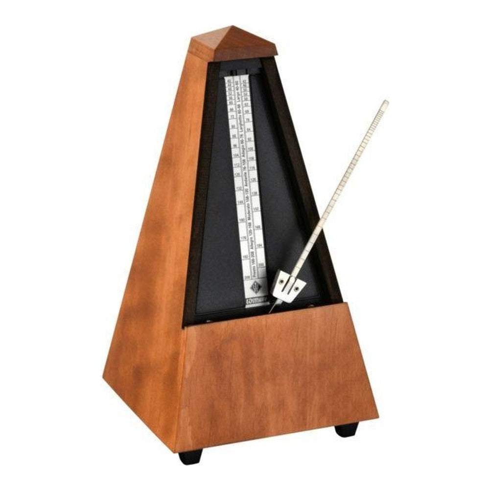Wittner Maelzel Pyramid Metronome (Solid Wood & Mechanical Clockwork) - Cherry tree, matte silk / With bell