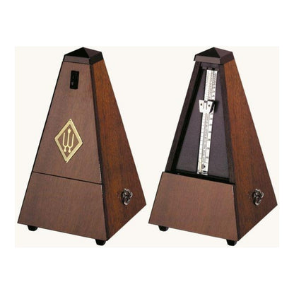 Wittner Maelzel Pyramid Metronome (Solid Wood & Mechanical Clockwork) - Genuine walnut, matte silk / With bell