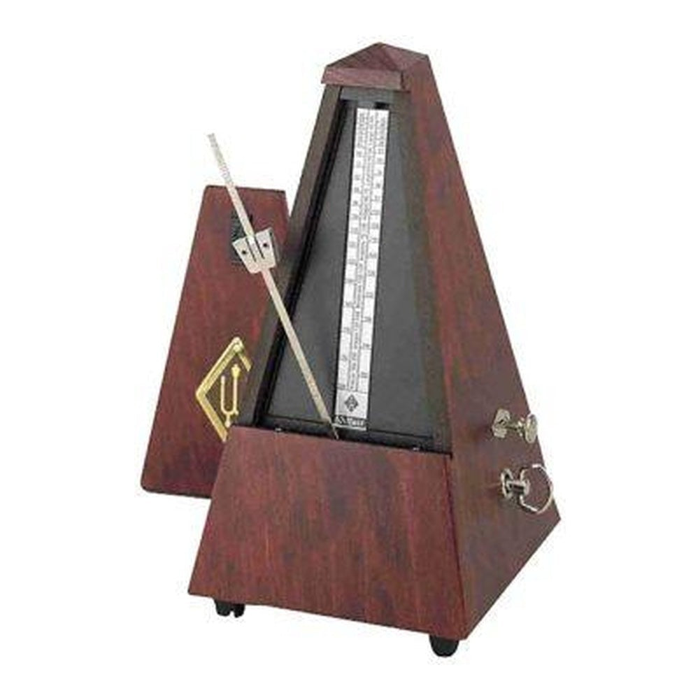 Wittner Maelzel Pyramid Metronome (Solid Wood & Mechanical Clockwork) - Mahogany, matte silk / With bell