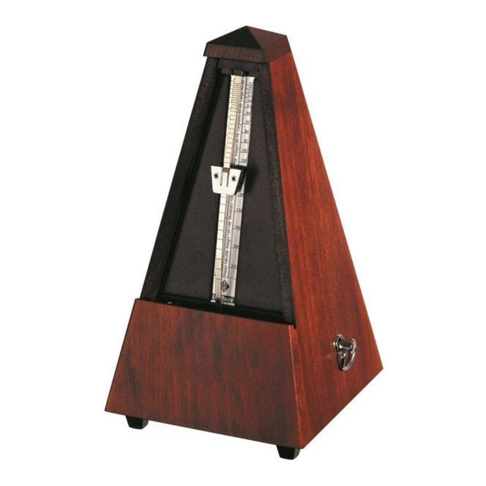 Wittner Maelzel Pyramid Metronome (Solid Wood & Mechanical Clockwork) - Mahogany, matte silk / Without bell
