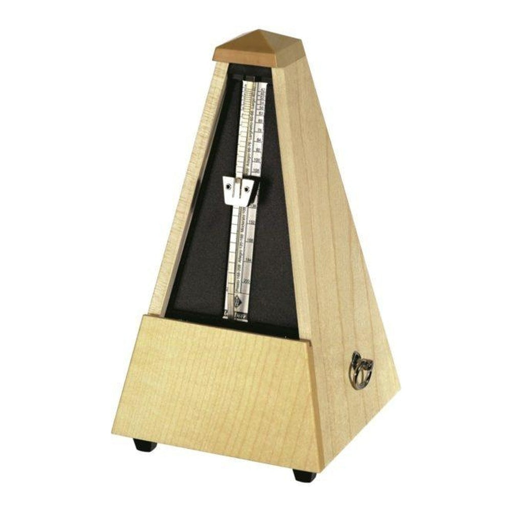 Wittner Maelzel Pyramid Metronome (Solid Wood & Mechanical Clockwork) - Maple blonde, matte silk / Without bell