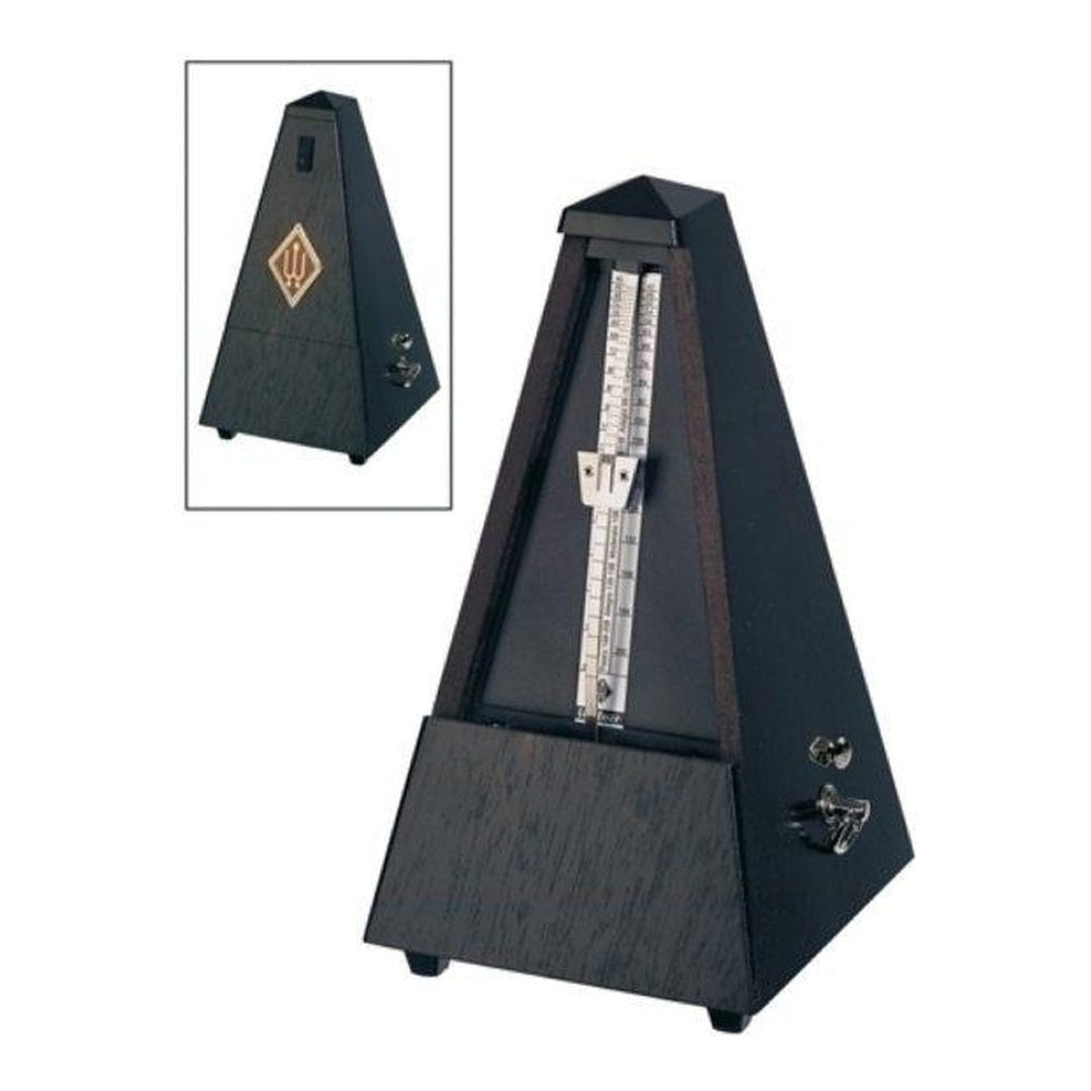 Wittner Maelzel Pyramid Metronome (Solid Wood & Mechanical Clockwork) - Oak black, matte / With bell