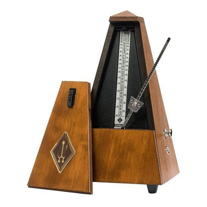Wittner Maelzel Pyramid Metronome (Solid Wood & Mechanical Clockwork) - Oak brown, matte / With bell