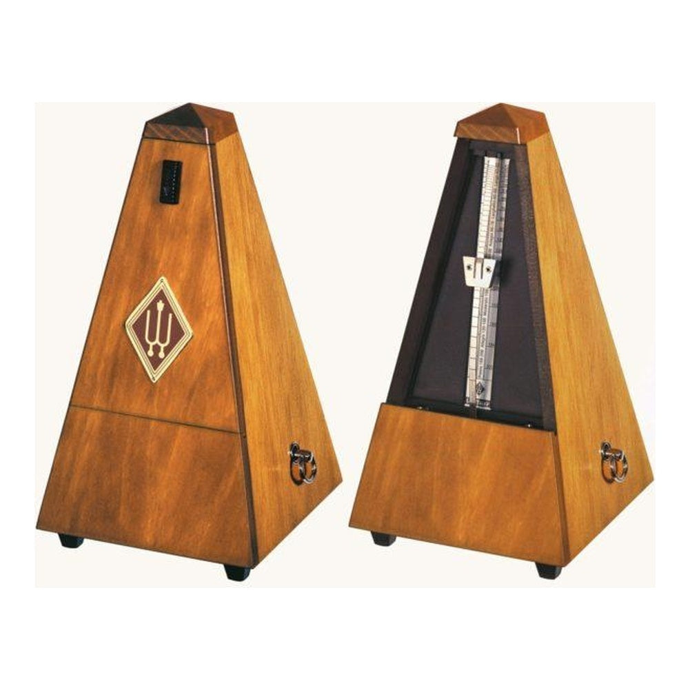 Wittner Maelzel Pyramid Metronome (Solid Wood & Mechanical Clockwork) - Walnut, matte silk / With bell