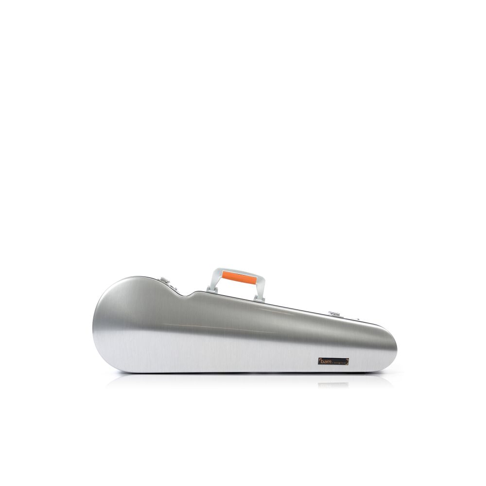 Bam La Defense Hightech Contoured 4/4 Violin Case (Brushed Aluminium or Orange) - Brushed Aluminium, side view